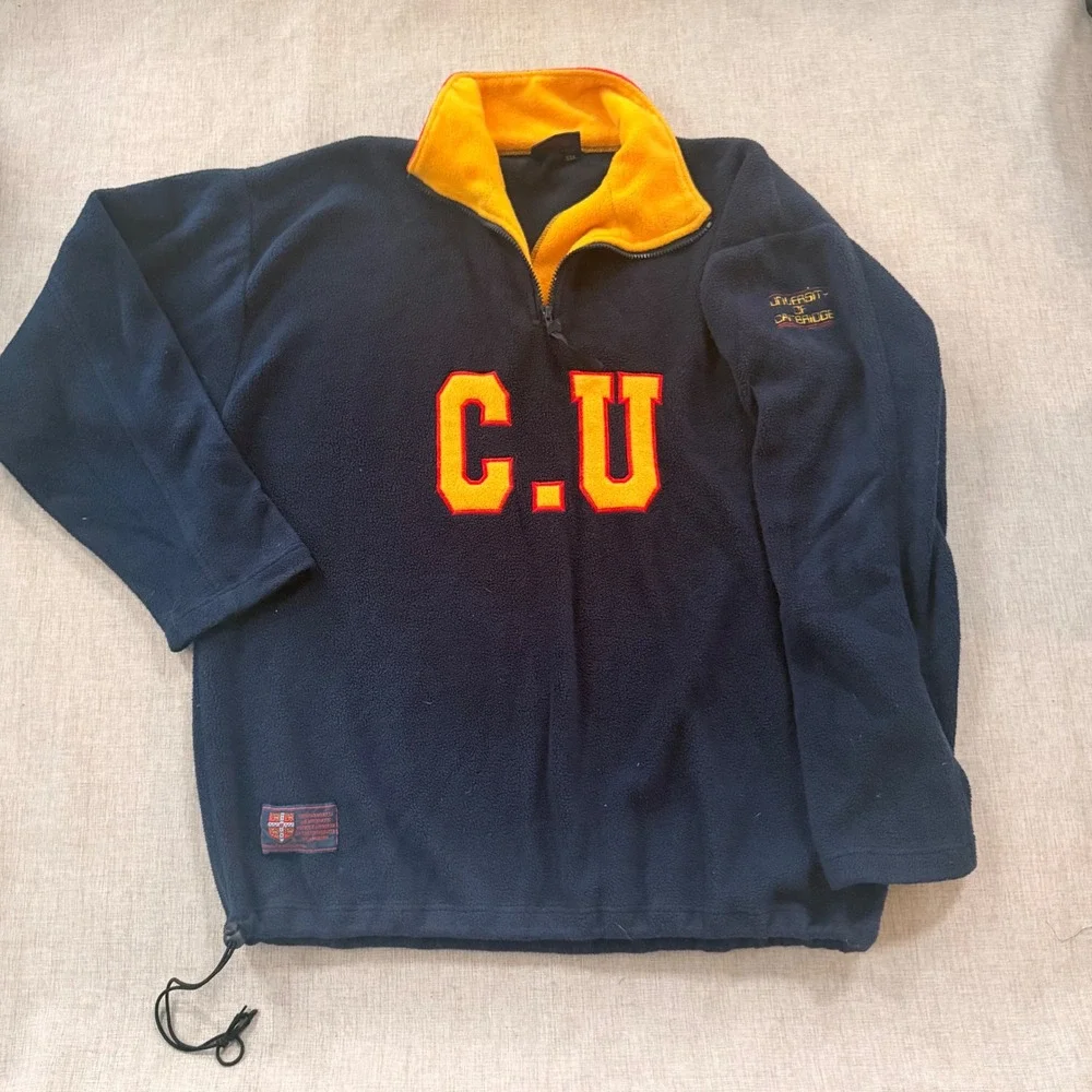 University of Cambridge Fleece Quarter Zip men's XXL Colorblock made in UK